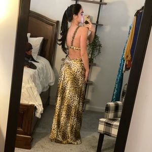 Cache cheetah print prom dress size 2